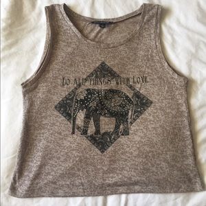 Elephant print embellished tank top small /large