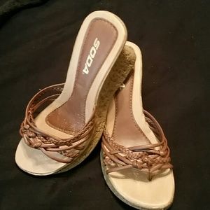 Tan wedge sandals