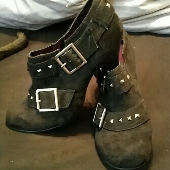 Black buckle booties