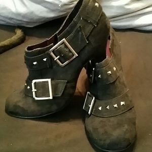 Black buckle booties