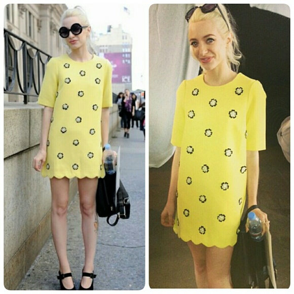 Pixie market yellow flower embellished dress