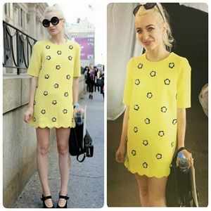 Pixie market yellow flower embellished dress