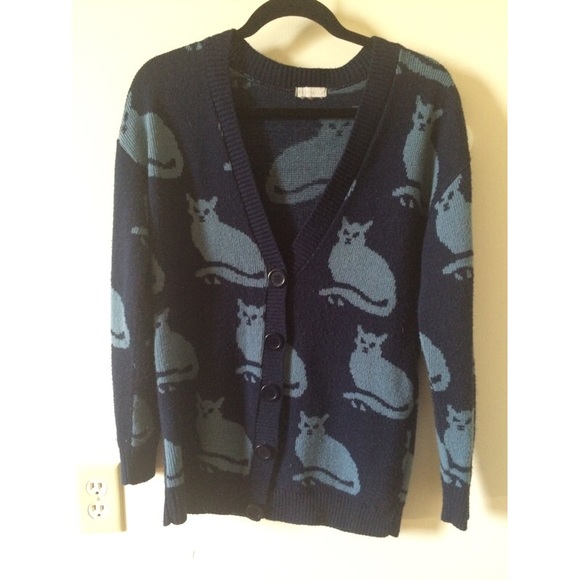 cat print cardigan