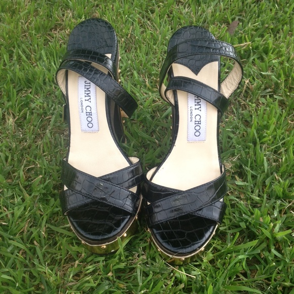Jimmy Choo wrap around the ankle wedges