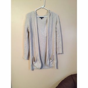 American Eagle tan cardigan with hood