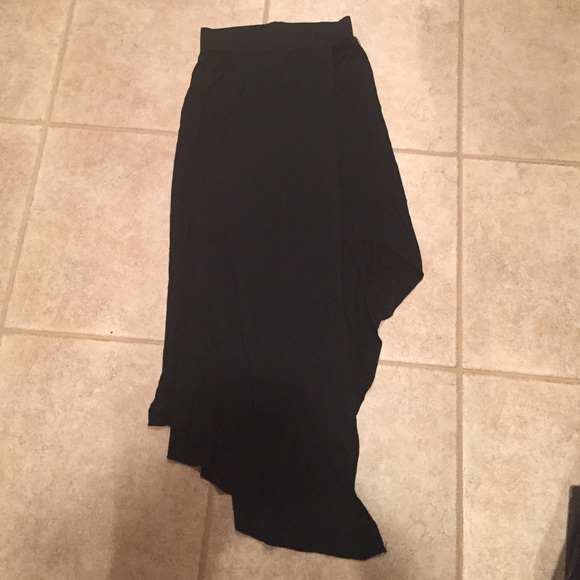 Asymmetric black maxi skirt