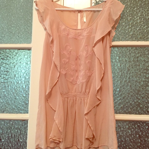 100% silk light pink blouse