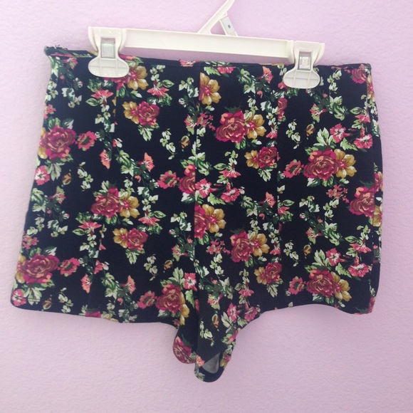 High waisted floral shorts