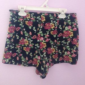 High waisted floral shorts