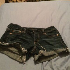 Dark wash denim shorts