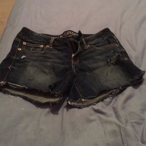Dark wash denim shorts
