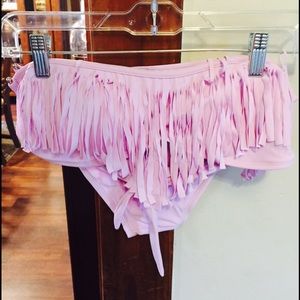 New-Lavender and white fringe bikini