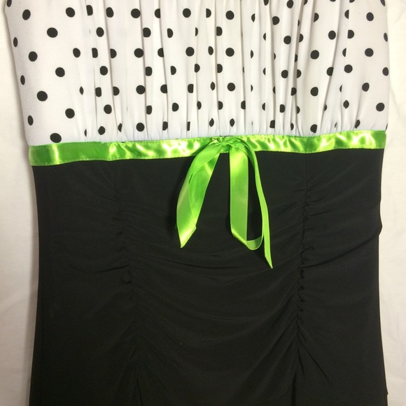 Black, white, and lime green formal dress - Picture 2 of 3