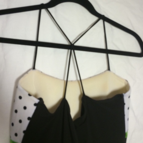 Black, white, and lime green formal dress - Picture 3 of 3