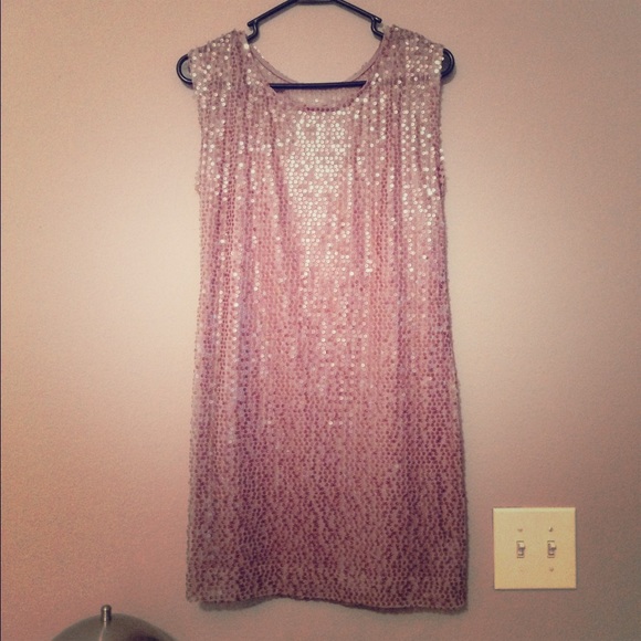 Sequin shift dress in Dusty Rose