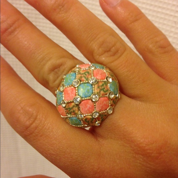Pink and teal ring