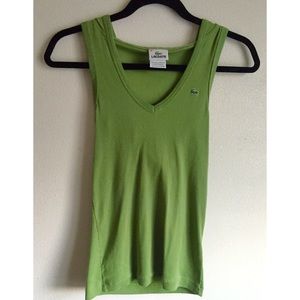 Hooded green, sleeveless Lacoste top