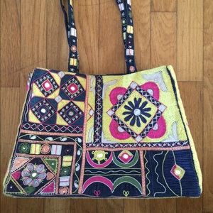 Anthropologie embroidery boxy purse