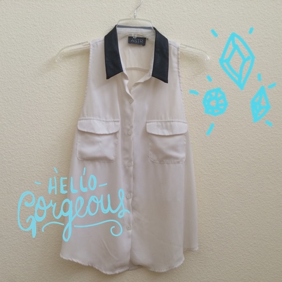 ASTR tank with faux leather collar