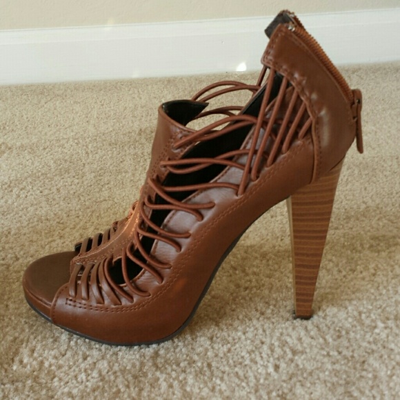Brown Peekaboo Toe Heels