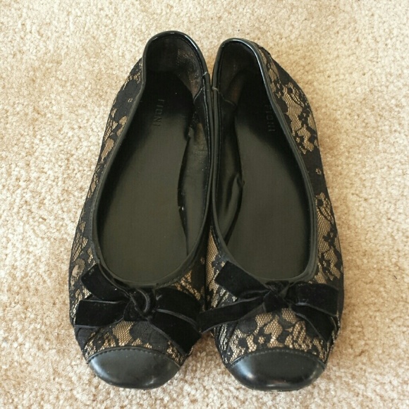 Lacy Black Flats
