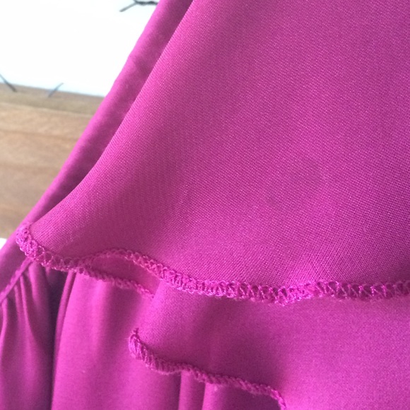 Wine One Shoulder Satin Dress - Picture 3 of 4