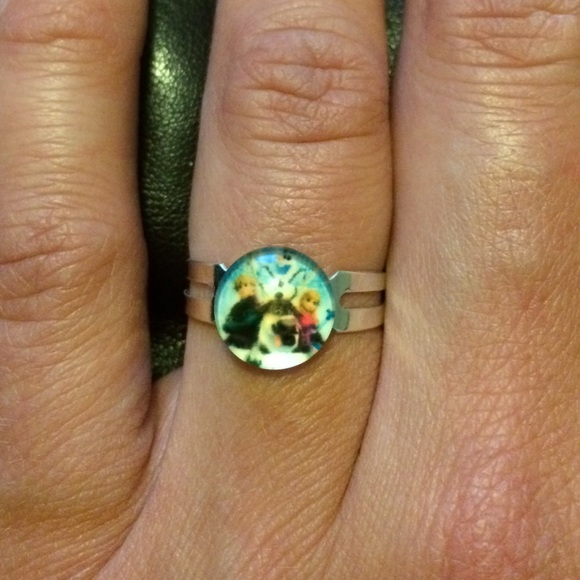 Kristoff, Olaf, & Anna Handmade Glass Dome Ring - Picture 1 of 1