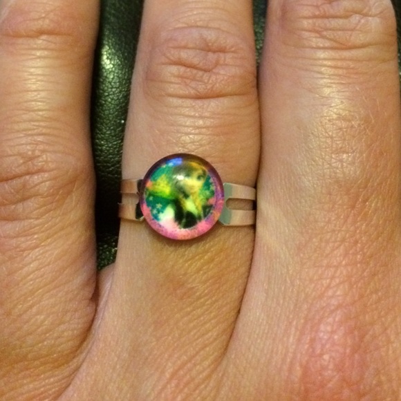 Anna Handmade Glass Dome Adjustable Ring. - Picture 1 of 1