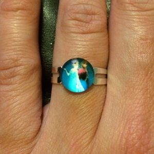 Elsa & Anna Handmade Glass Dome Adjustable Ring.