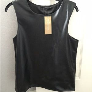 Faux leather top