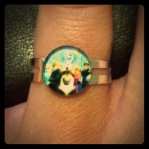 Frozen Handmade Glass Dome Adjustable Ring.