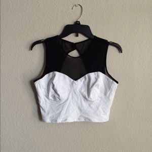 Mesh Black And White Crop Top