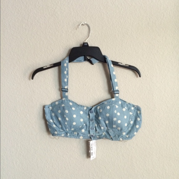 Pin Up Polka Dot Bralette/Halter Crop Top