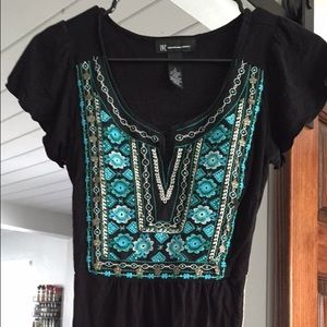 INC black pattern top
