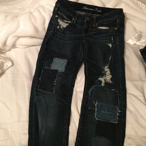 American Eagle patched jeans