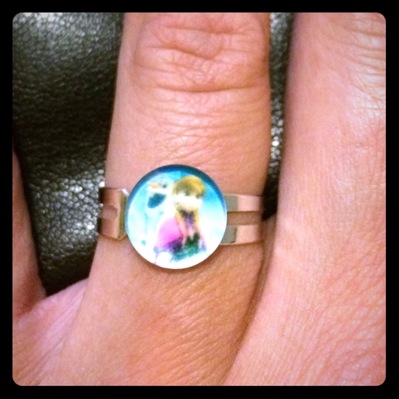 Olaf & Anna Handmade Glass Dome Adjustable Ring. - Picture 1 of 1