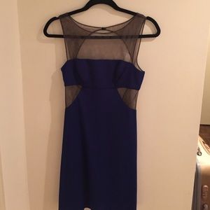 BCBG MaxAzria Open back semi-strapless blue dress