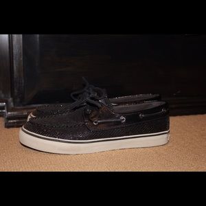 Black Sparkly Sperry Topsiders