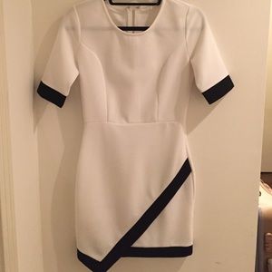 White and black asymmetrical dress