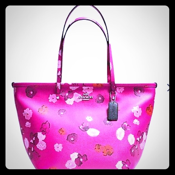 COACH FLORAL PRINT LARGE ZIP TOTE NWT