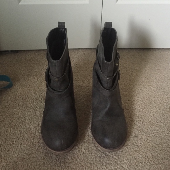 Brown and gold booties