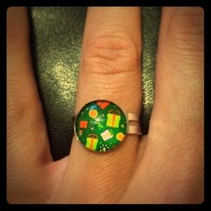 Christmas Gifts Handmade Glass Dome Ring.