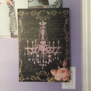 Pink Chandelier French inspired canvas picture