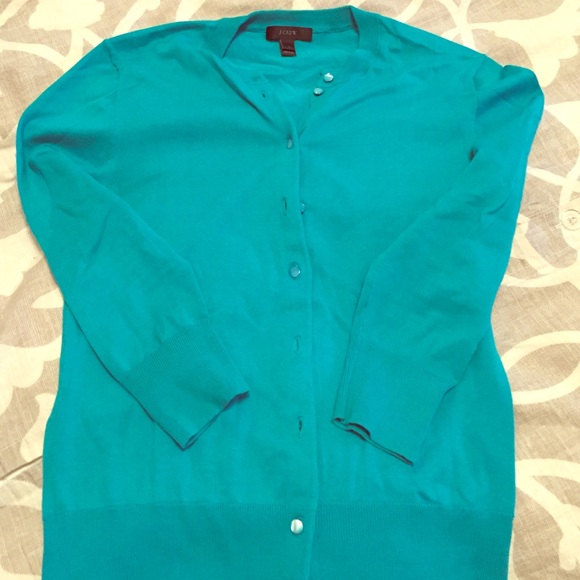 Aqua blue jcrew cardigan
