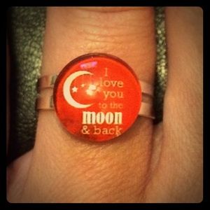 I Love You To The Moon & Back Glass Dome Ring