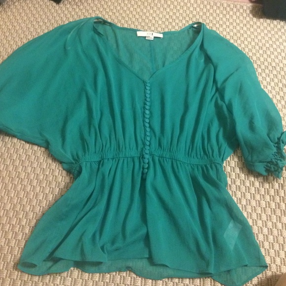 Green peasant blouse