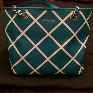 Turqoise and white Calvin Klein purse
