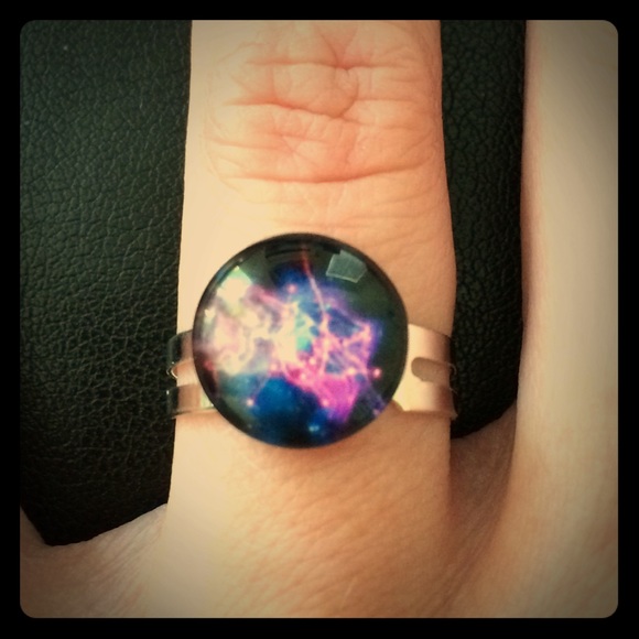 Galaxy Handmade Glass Dome Adjustable Ring. - Picture 1 of 2
