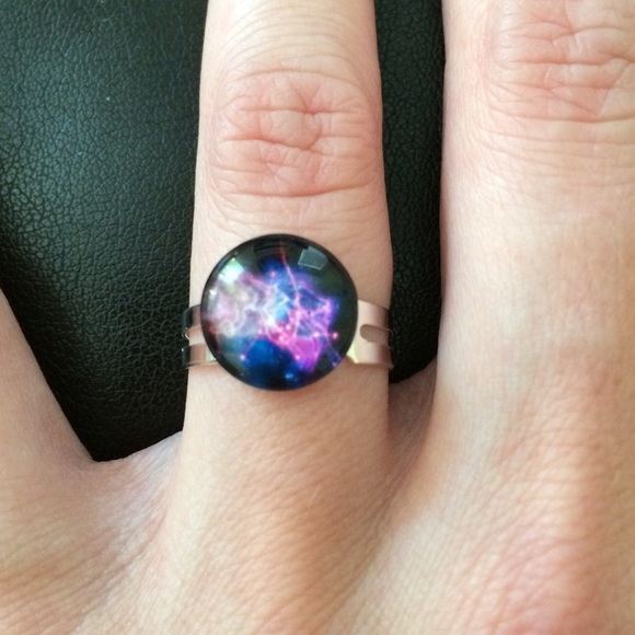 Galaxy Handmade Glass Dome Adjustable Ring. - Picture 2 of 2