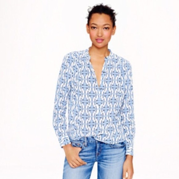 J. Crew Tops - J. Crew Silk Cat Print Blouse